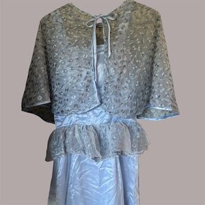 Corset Blue Lace Gown with Cloak (Custom-Made)